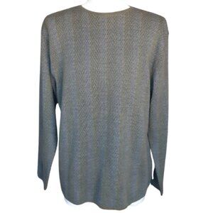 Ermenegildo Zegna SZ M Men's Crewneck Striped 70% Wool & 30% Cotton LS Sweater